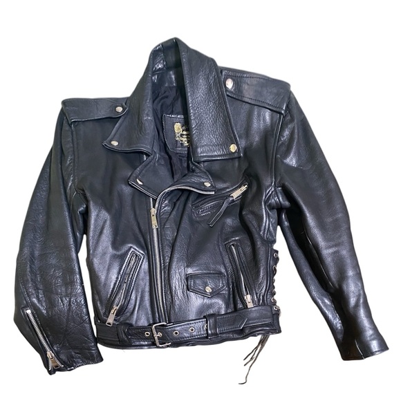 RARE Vintage Black Leather Jacket with Textured Finish